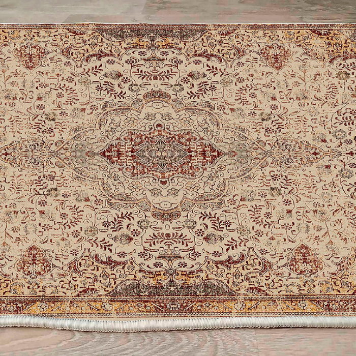 Conceptum Alfombra de Algodón 100 x 150 cm Beige, Rojo y Camel